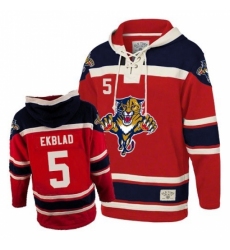 Men's Old Time Hockey Florida Panthers #5 Aaron Ekblad Premier Red Sawyer Hooded Sweatshirt NHL Jersey