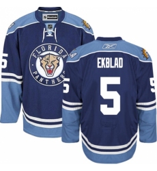 Men's Reebok Florida Panthers #5 Aaron Ekblad Authentic Navy Blue Third NHL Jersey