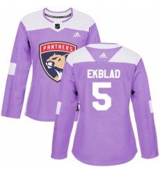 Women's Adidas Florida Panthers #5 Aaron Ekblad Authentic Purple Fights Cancer Practice NHL Jersey