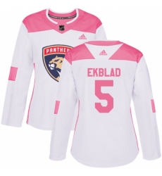 Women's Adidas Florida Panthers #5 Aaron Ekblad Authentic White/Pink Fashion NHL Jersey