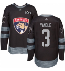 Men's Adidas Florida Panthers #3 Keith Yandle Authentic Black 1917-2017 100th Anniversary NHL Jersey