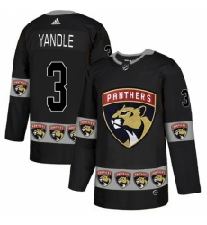 Men's Adidas Florida Panthers #3 Keith Yandle Authentic Black Team Logo Fashion NHL Jersey