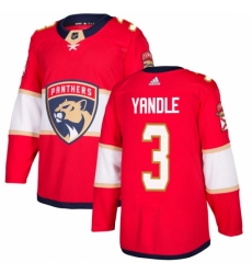 Men's Adidas Florida Panthers #3 Keith Yandle Authentic Red Home NHL Jersey