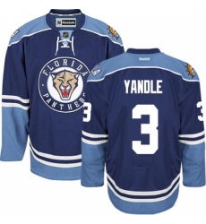 Men's Reebok Florida Panthers #3 Keith Yandle Premier Navy Blue Third NHL Jersey