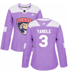 Women's Adidas Florida Panthers #3 Keith Yandle Authentic Purple Fights Cancer Practice NHL Jersey