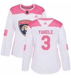 Women's Adidas Florida Panthers #3 Keith Yandle Authentic White/Pink Fashion NHL Jersey