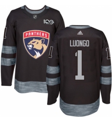 Men's Adidas Florida Panthers #1 Roberto Luongo Authentic Black 1917-2017 100th Anniversary NHL Jersey