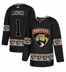 Men's Adidas Florida Panthers #1 Roberto Luongo Authentic Black Team Logo Fashion NHL Jersey