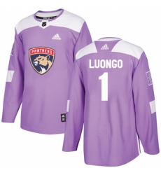 Men's Adidas Florida Panthers #1 Roberto Luongo Authentic Purple Fights Cancer Practice NHL Jersey