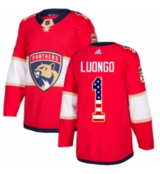 Men's Adidas Florida Panthers #1 Roberto Luongo Authentic Red USA Flag Fashion NHL Jersey