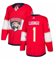 Men's Adidas Florida Panthers #1 Roberto Luongo Premier Red Home NHL Jersey