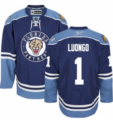 Men's Reebok Florida Panthers #1 Roberto Luongo Premier Navy Blue Third NHL Jersey