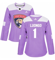 Women's Adidas Florida Panthers #1 Roberto Luongo Authentic Purple Fights Cancer Practice NHL Jersey