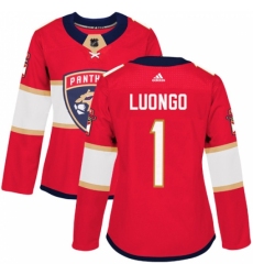 Women's Adidas Florida Panthers #1 Roberto Luongo Authentic Red Home NHL Jersey