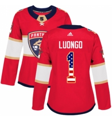 Women's Adidas Florida Panthers #1 Roberto Luongo Authentic Red USA Flag Fashion NHL Jersey