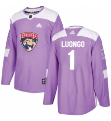 Youth Adidas Florida Panthers #1 Roberto Luongo Authentic Purple Fights Cancer Practice NHL Jersey