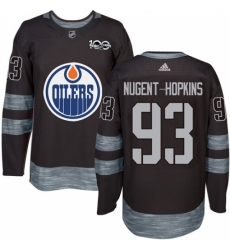 Men's Adidas Edmonton Oilers #93 Ryan Nugent-Hopkins Authentic Black 1917-2017 100th Anniversary NHL Jersey