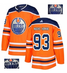 Men's Adidas Edmonton Oilers #93 Ryan Nugent-Hopkins Authentic Orange Fashion Gold NHL Jersey