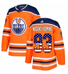 Men's Adidas Edmonton Oilers #93 Ryan Nugent-Hopkins Authentic Orange USA Flag Fashion NHL Jersey