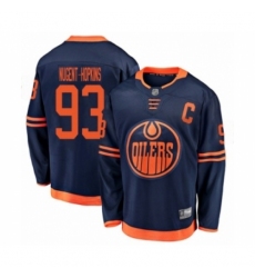 Men's Edmonton Oilers #93 Ryan Nugent-Hopkins Authentic Navy Blue Alternate Fanatics Branded Breakaway Hockey Jersey