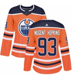 Women's Adidas Edmonton Oilers #93 Ryan Nugent-Hopkins Authentic Orange Home NHL Jersey