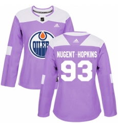 Women's Adidas Edmonton Oilers #93 Ryan Nugent-Hopkins Authentic Purple Fights Cancer Practice NHL Jersey