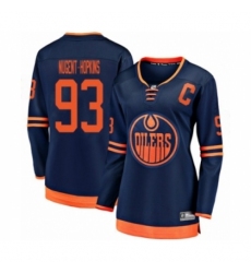 Women's Edmonton Oilers #93 Ryan Nugent-Hopkins Authentic Navy Blue Alternate Fanatics Branded Breakaway Hockey Jersey