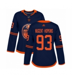 Women's Edmonton Oilers #93 Ryan Nugent-Hopkins Authentic Navy Blue Alternate Hockey Jersey