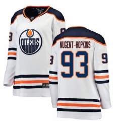 Women's Edmonton Oilers #93 Ryan Nugent-Hopkins Authentic White Away Fanatics Branded Breakaway NHL Jersey