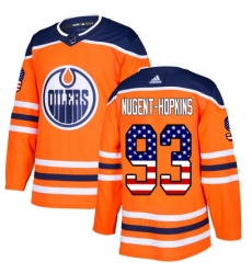 Youth Adidas Edmonton Oilers #93 Ryan Nugent-Hopkins Authentic Orange USA Flag Fashion NHL Jersey