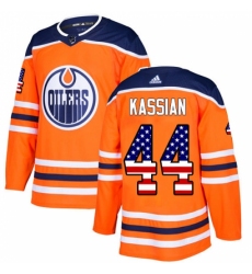 Men's Adidas Edmonton Oilers #44 Zack Kassian Authentic Orange USA Flag Fashion NHL Jersey