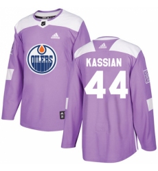 Men's Adidas Edmonton Oilers #44 Zack Kassian Authentic Purple Fights Cancer Practice NHL Jersey