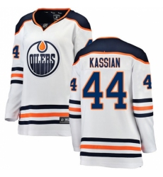 Women's Edmonton Oilers #44 Zack Kassian Authentic White Away Fanatics Branded Breakaway NHL Jersey
