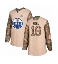 Men's Edmonton Oilers #18 James Neal Authentic Camo Veterans Day Practice Hockey Jersey