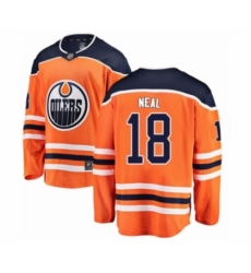 Men's Edmonton Oilers #18 James Neal Authentic Orange Home Fanatics Branded Breakaway Hockey Jersey