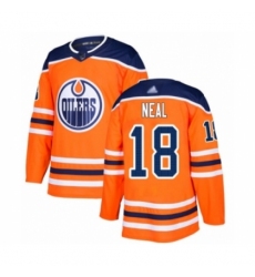 Men's Edmonton Oilers #18 James Neal Authentic Orange Home Hockey Jersey