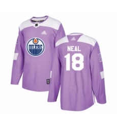 Men's Edmonton Oilers #18 James Neal Authentic Purple Fights Cancer Practice Hockey Jersey