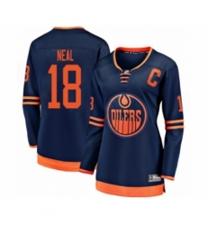 Women's Edmonton Oilers #18 James Neal Authentic Navy Blue Alternate Fanatics Branded Breakaway Hockey Jersey