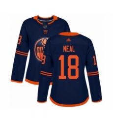 Women's Edmonton Oilers #18 James Neal Authentic Navy Blue Alternate Hockey Jersey