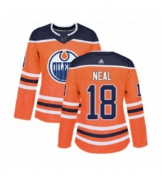 Women's Edmonton Oilers #18 James Neal Authentic Orange Home Hockey Jersey