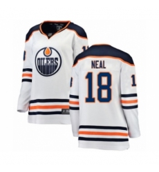 Women's Edmonton Oilers #18 James Neal Authentic White Away Fanatics Branded Breakaway Hockey Jersey