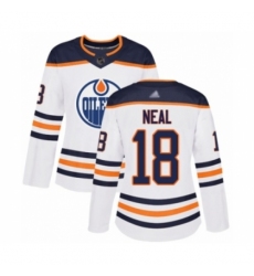 Women's Edmonton Oilers #18 James Neal Authentic White Away Hockey Jersey