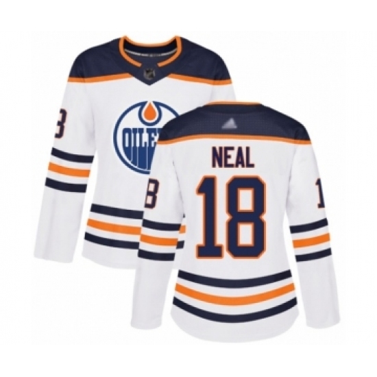 Women's Edmonton Oilers #18 James Neal Authentic White Away Hockey Jersey Women's Edmonton Oilers #18 James Neal Authentic White Away Hockey Jersey