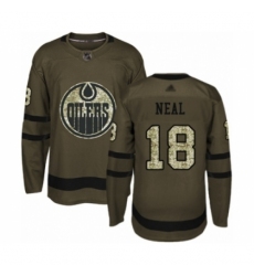 Youth Edmonton Oilers #18 James Neal Authentic Green Salute to Service Hockey Jersey