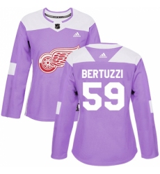 Women's Adidas Detroit Red Wings #59 Tyler Bertuzzi Authentic Purple Fights Cancer Practice NHL Jersey