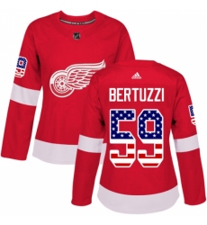 Women's Adidas Detroit Red Wings #59 Tyler Bertuzzi Authentic Red USA Flag Fashion NHL Jersey