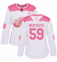 Women's Adidas Detroit Red Wings #59 Tyler Bertuzzi Authentic White/Pink Fashion NHL Jersey