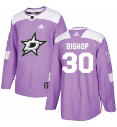 Men's Adidas Dallas Stars #30 Ben Bishop Authentic Purple Fights Cancer Practice NHL Jersey