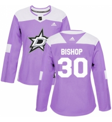 Women's Adidas Dallas Stars #30 Ben Bishop Authentic Purple Fights Cancer Practice NHL Jersey