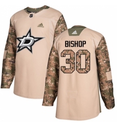 Youth Adidas Dallas Stars #30 Ben Bishop Authentic Camo Veterans Day Practice NHL Jersey